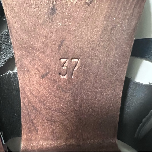 Lotta From Stockholm Black Leather Closed Toe Heel Clog Ankle Strap Dark Wood 37 - Picture 8 of 8